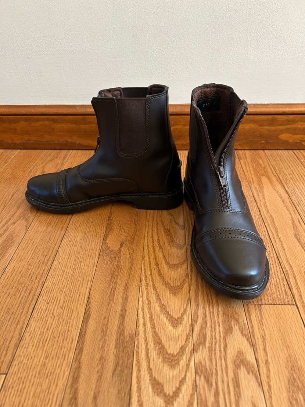 Kids Brown Leather Zip-Front Horse Riding Boots